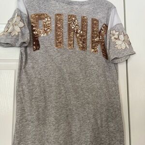 Victoria's Secret Gray with Gold Sequins and Floral Accents